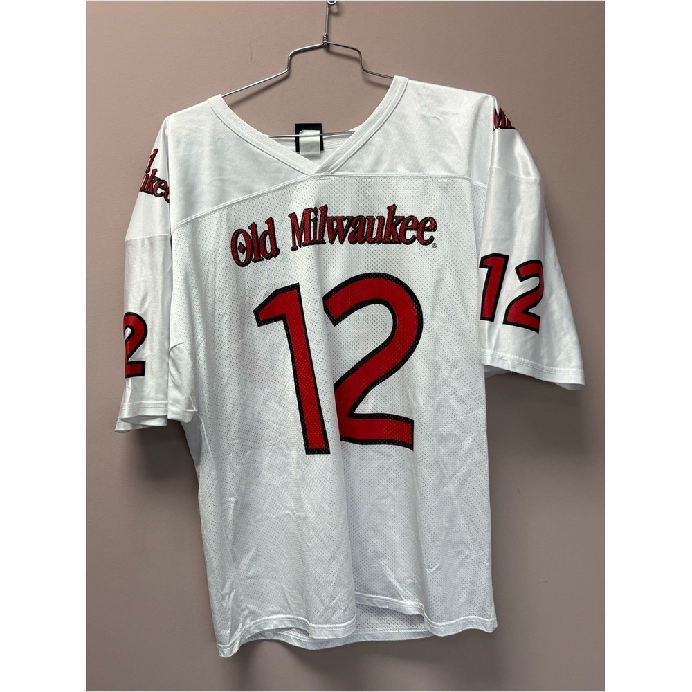 Wilson Old Milwaukee Beer Promo Jersey White Red Number 12 Mesh Mens XXL